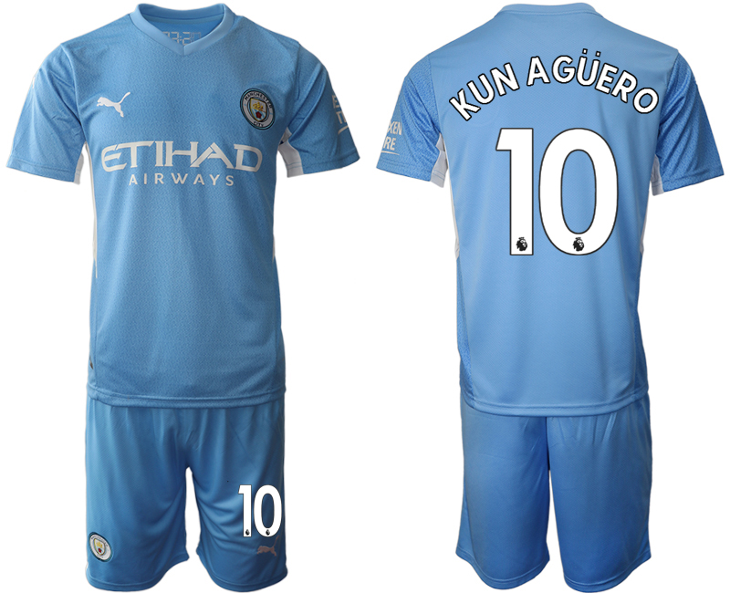 Men 2021-2022 Club Manchester City home Light blue #10 Soccer Jersey->manchester city jersey->Soccer Club Jersey